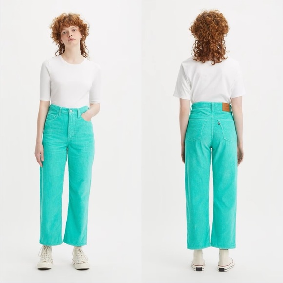 Levi's Pants - Levi’s Premium Corduroy Ribcage Straight Ankle Pants Green Women’s Size 32